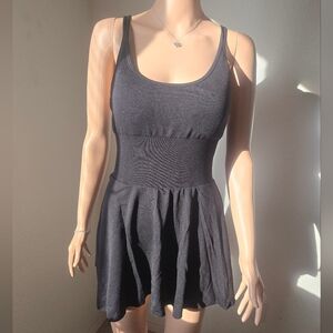NWOT-Black Sleeveless Crisscross Back Dress With Shorts